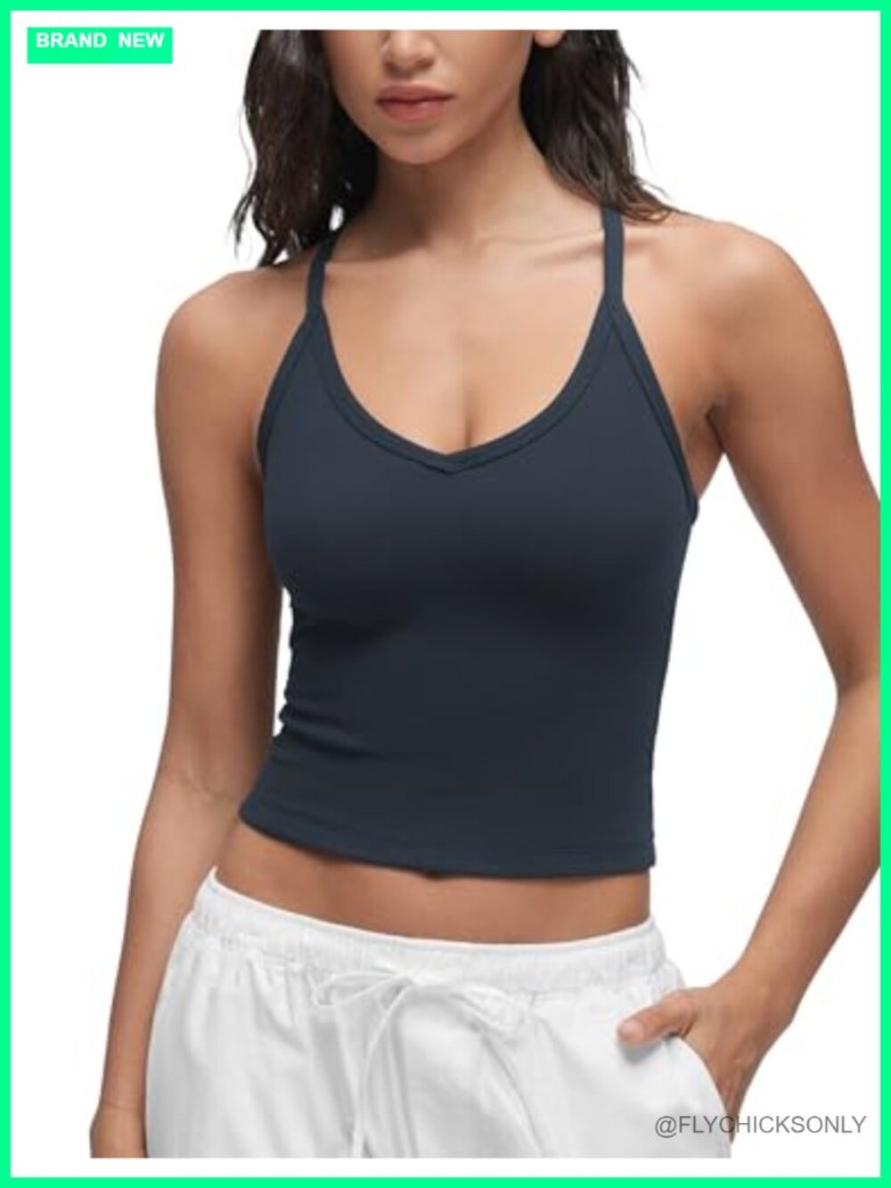 CRZ YOGA Double Lined V Neck Cami Crop Tank Top